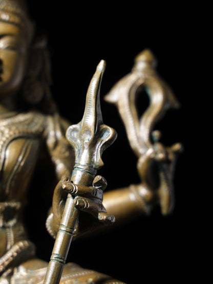 12" Four Armed Goddess Rajarajeshvari Sculpture | Handmade Bronze Statue