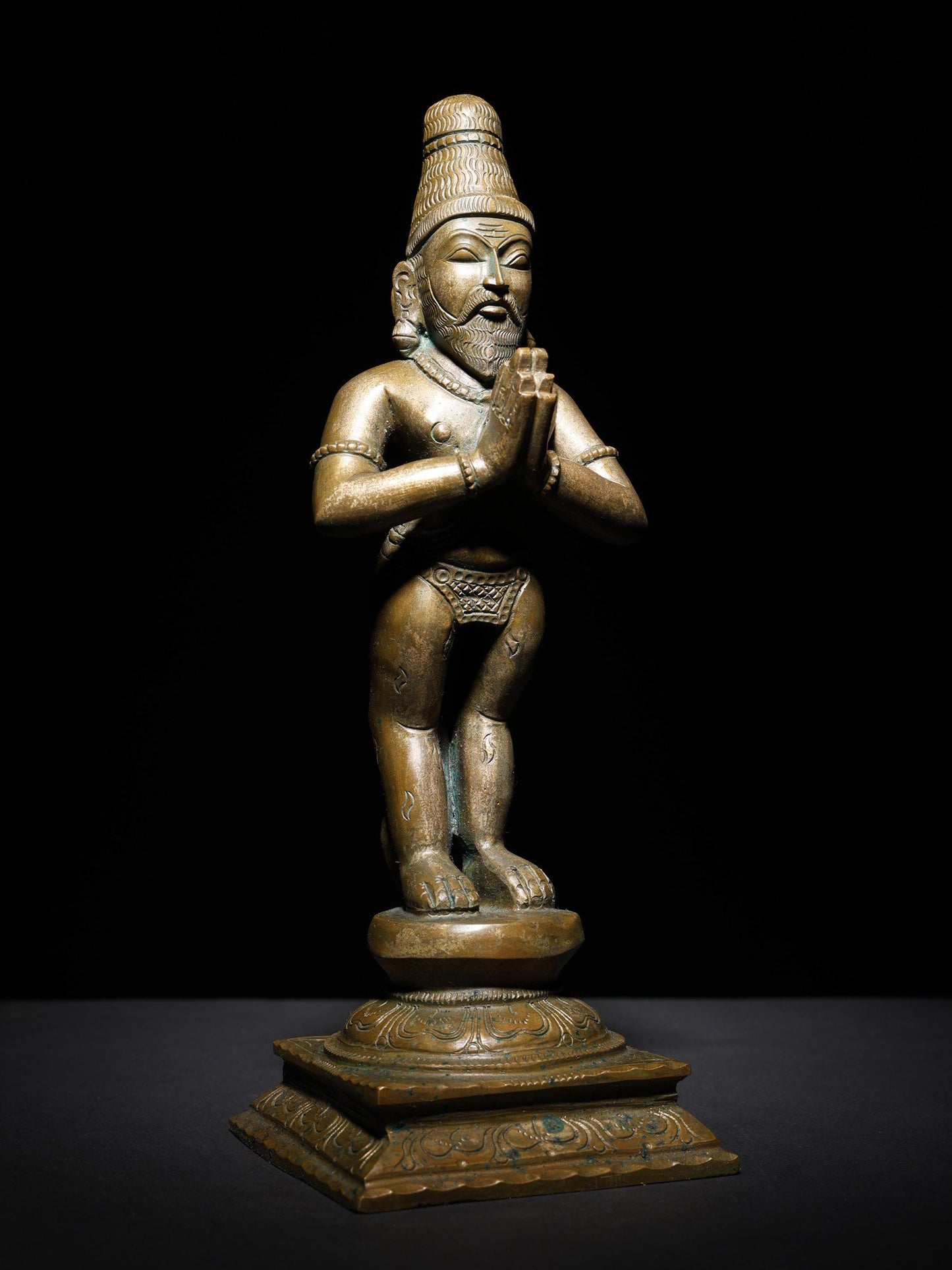 12" South Indian Saint With A Tail | Handmade Bronze Statue | Decorative Idol