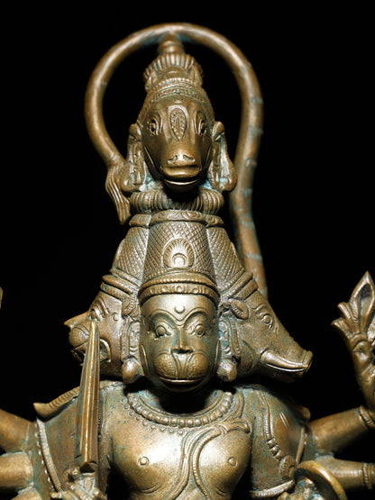 14" Ten Armed Standing Panchamukhi Lord Hanuman | Bronze Statue | Lord Hanuman Bronze Idol