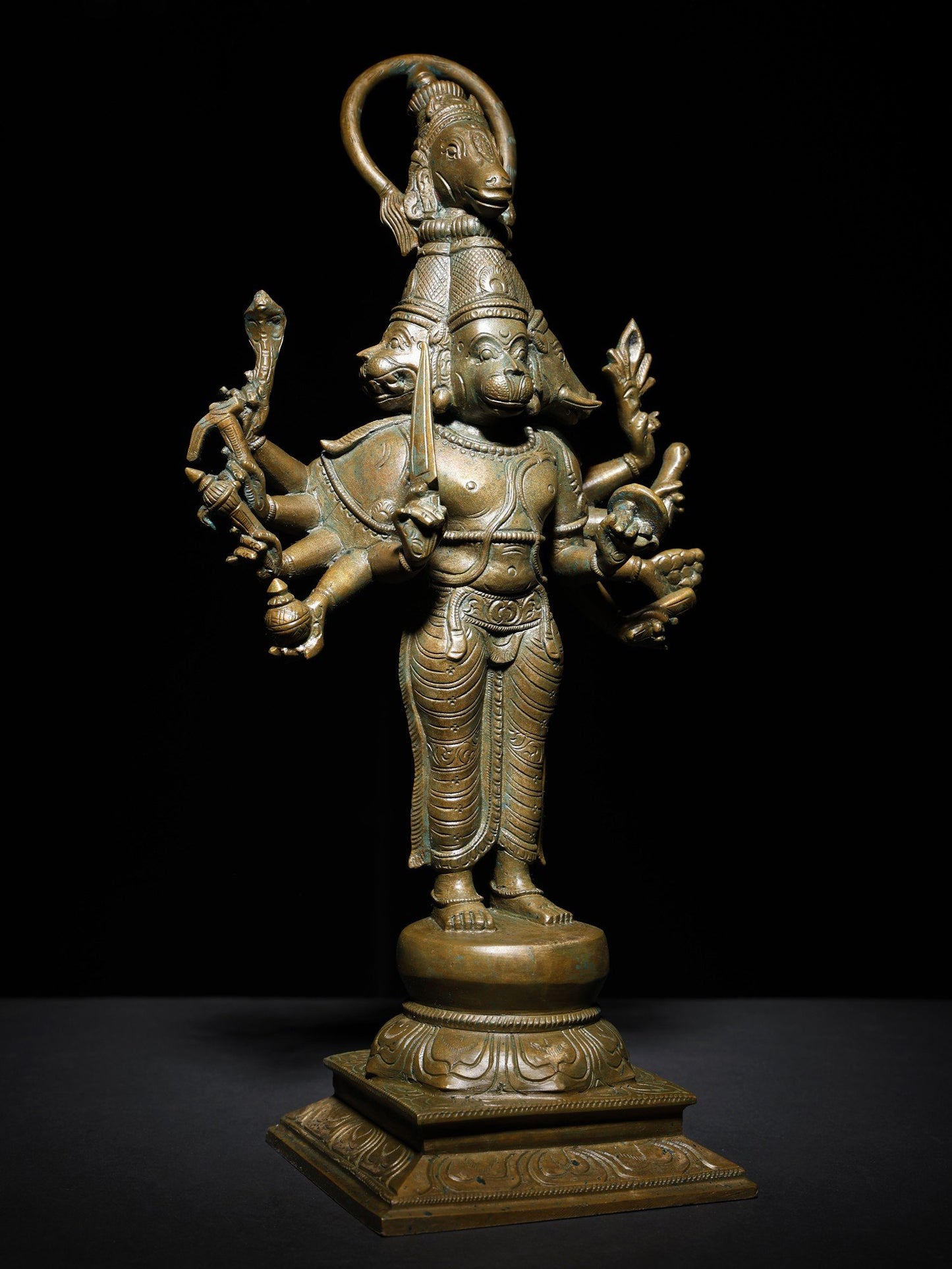 14" Ten Armed Standing Panchamukhi Lord Hanuman | Bronze Statue | Lord Hanuman Bronze Idol