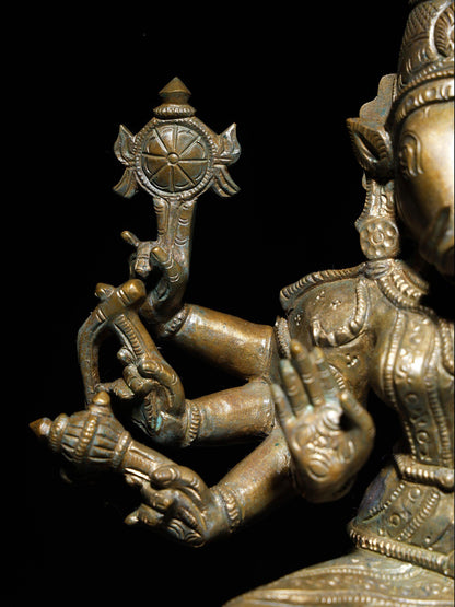 12" Eight Armed Sitting Goddess Varahi  | Handmade Goddess Statue  |  Bronze Statue