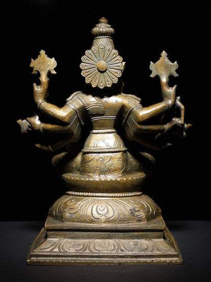 12" Eight Armed Sitting Goddess Varahi  | Handmade Goddess Statue  |  Bronze Statue