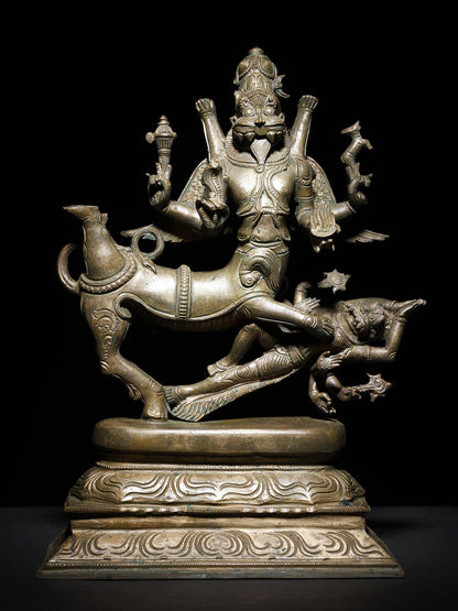 13" Lord Shiva as Sharabha Subduing Narasimha | Handmade Idol | Bronze Statue