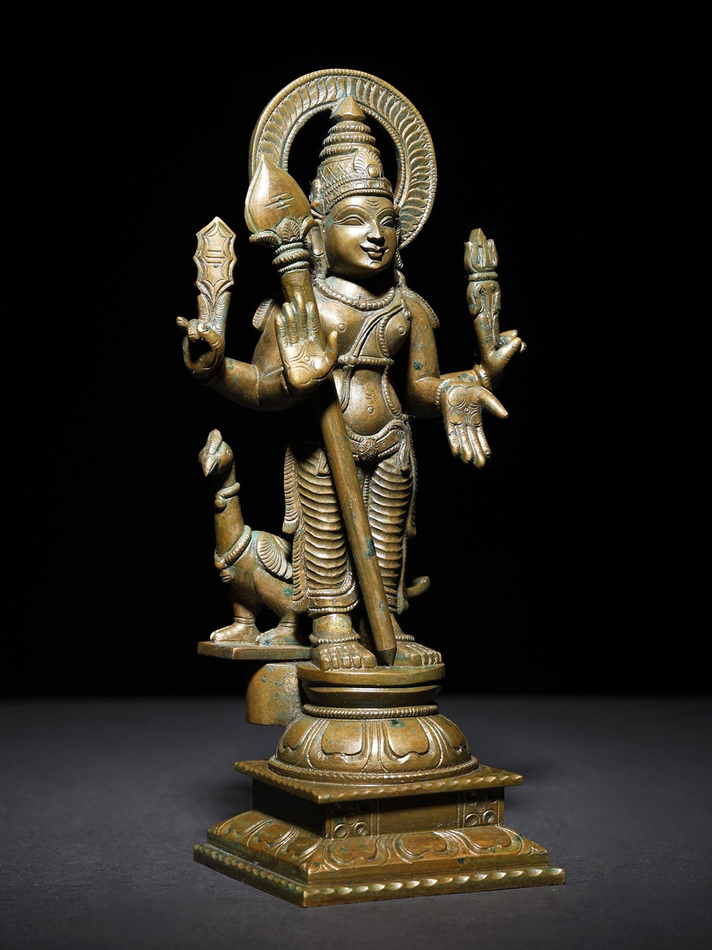 8" Standing Lord Karttikeya (Murugan) In Blessing Gesture | Handmade Idol | Bronze Statue