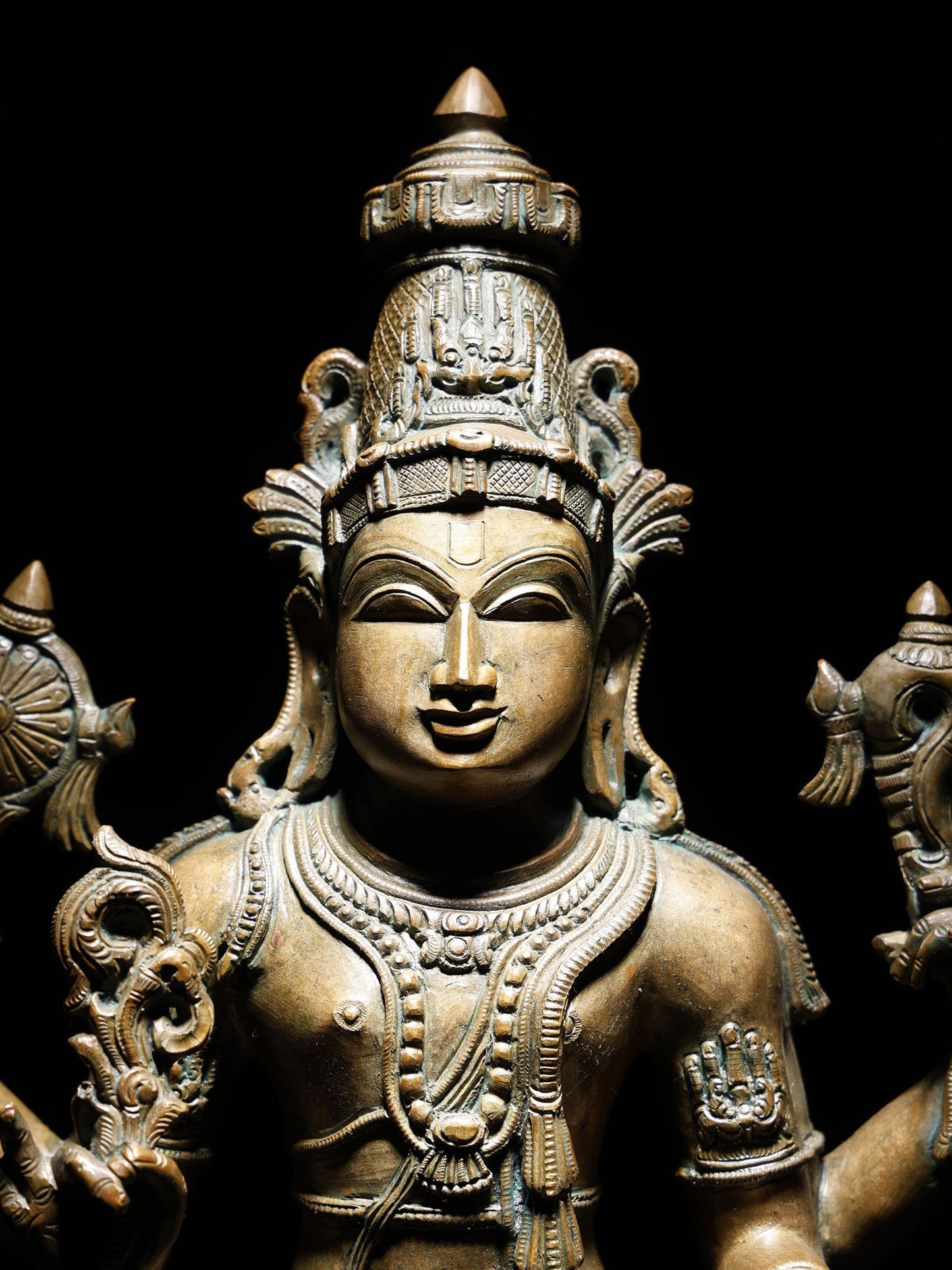 24" Four Armed Standing Lord Vishnu (Perumal) | Handmade Lord Vishnu Idol | Bronze Statue