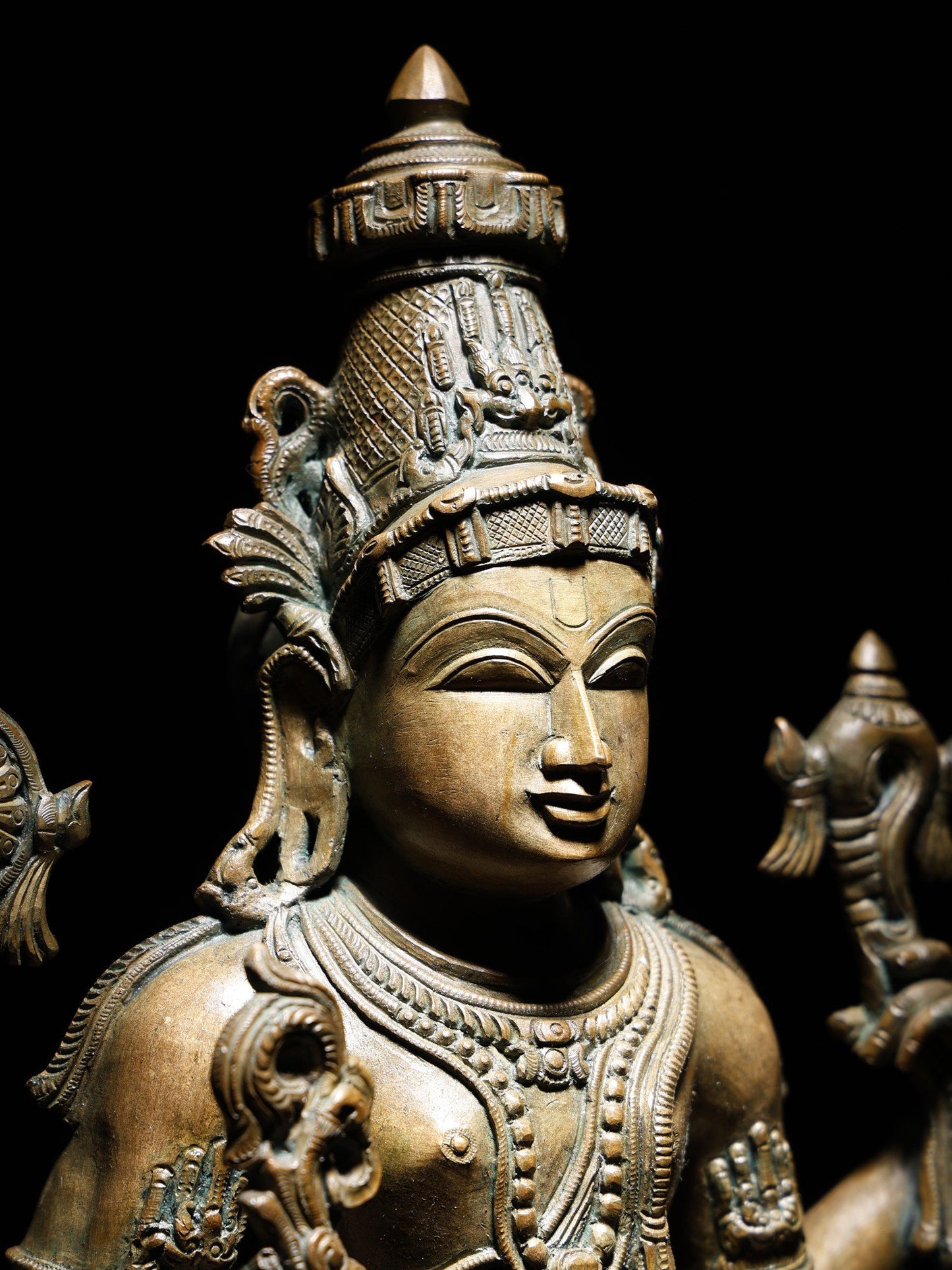 24" Four Armed Standing Lord Vishnu (Perumal) | Handmade Lord Vishnu Idol | Bronze Statue