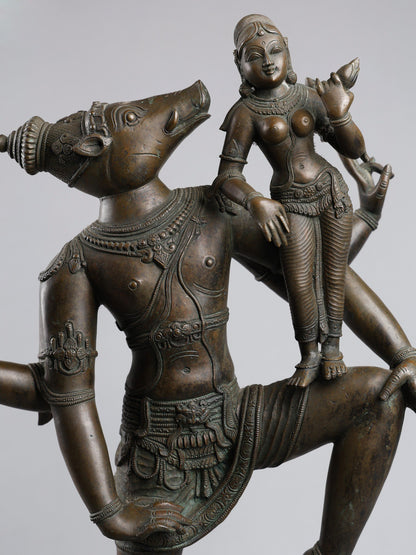 24" Varaha Avatar of Lord Vishnu with Devi Lakshmi | Handmade Idol | Bronze Statue