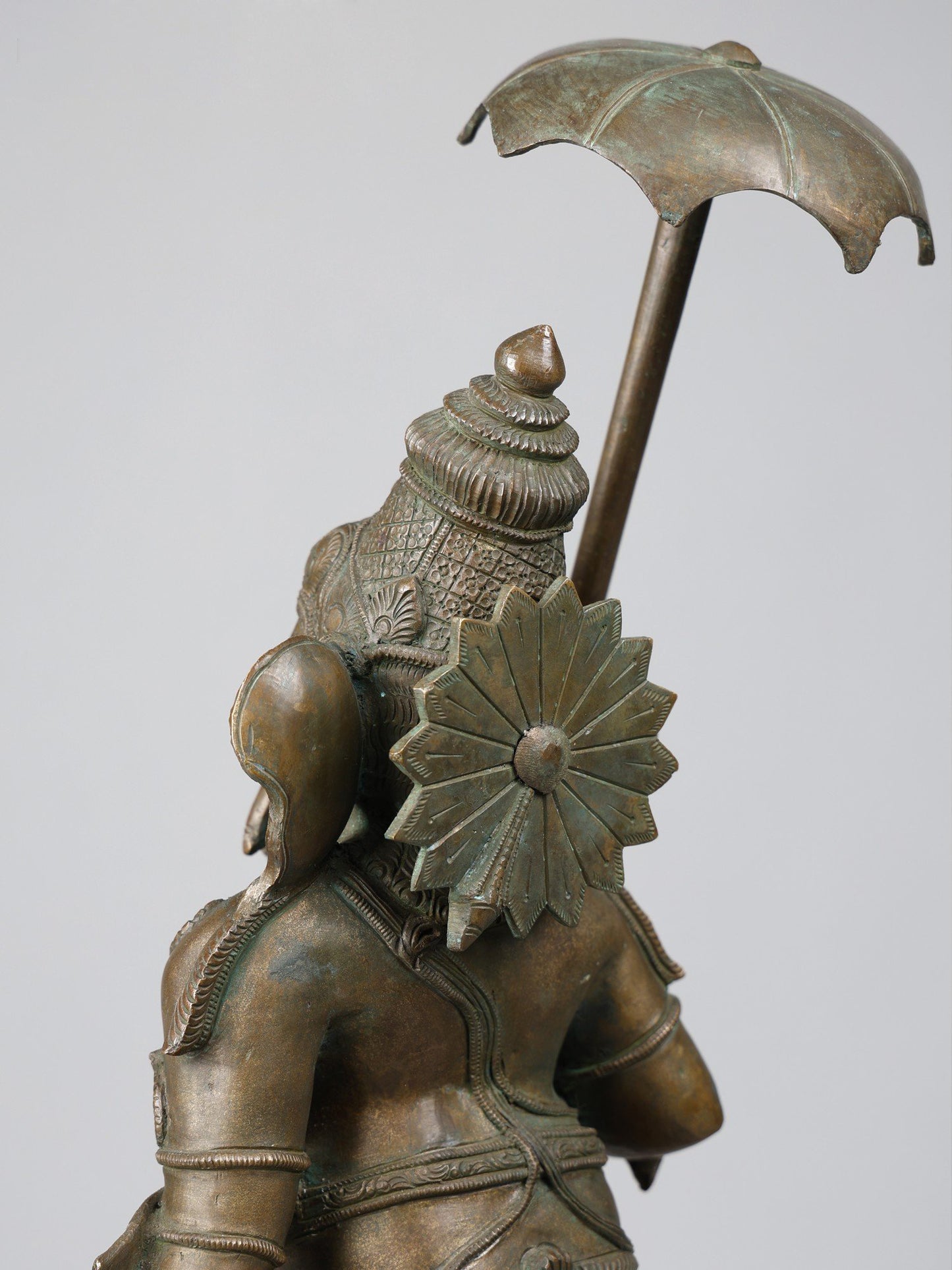 22" Lord Ganesha Standing On Pedstal With Umbrella | Handmade Idol | Lord Ganesha Bronze Statue