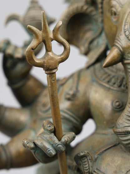 18" 6 Armed Drishti Ganesha | Handmade Idol | Lord Ganesah Bronze Statue