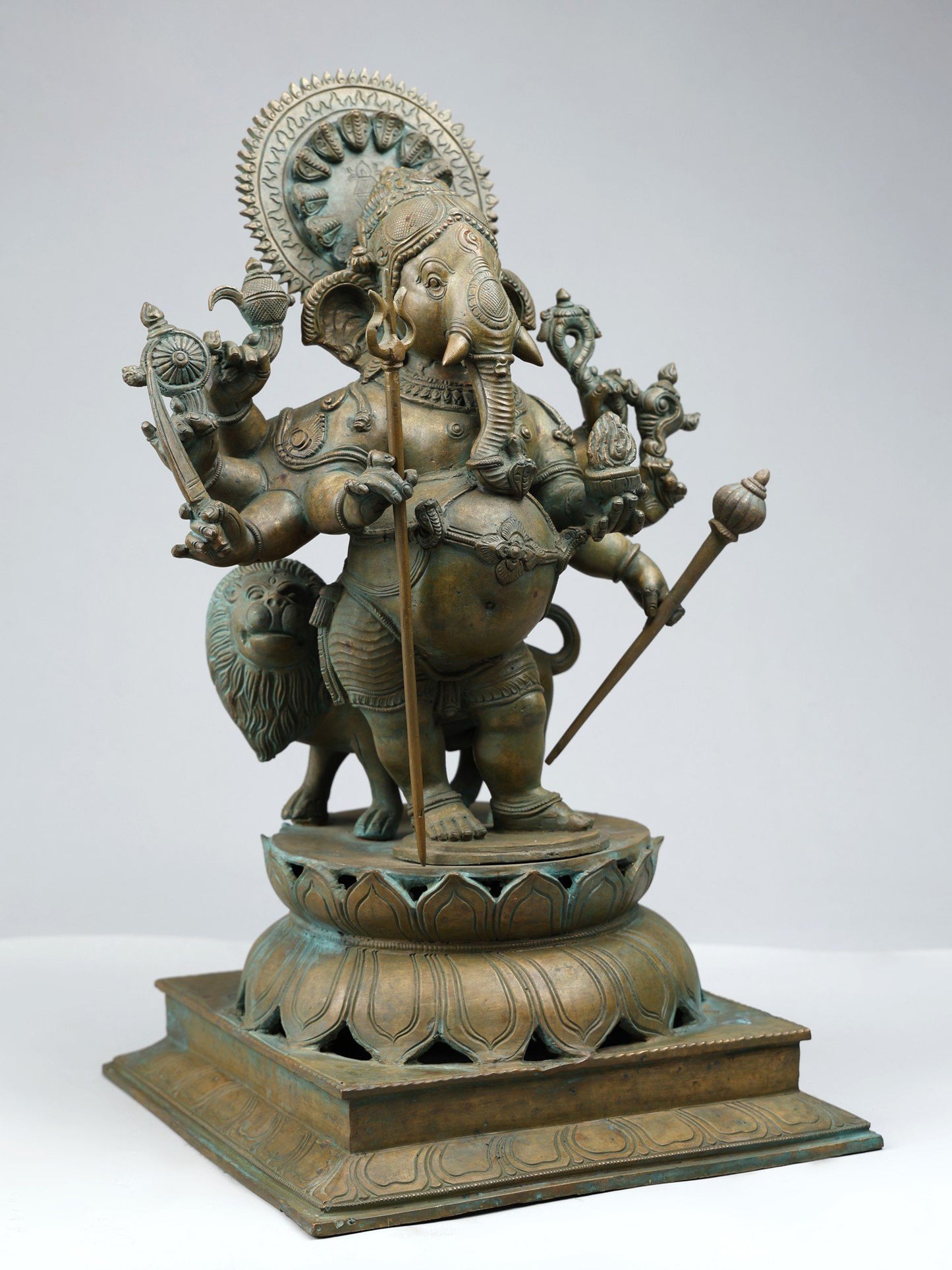 18" 6 Armed Drishti Ganesha | Handmade Idol | Lord Ganesah Bronze Statue