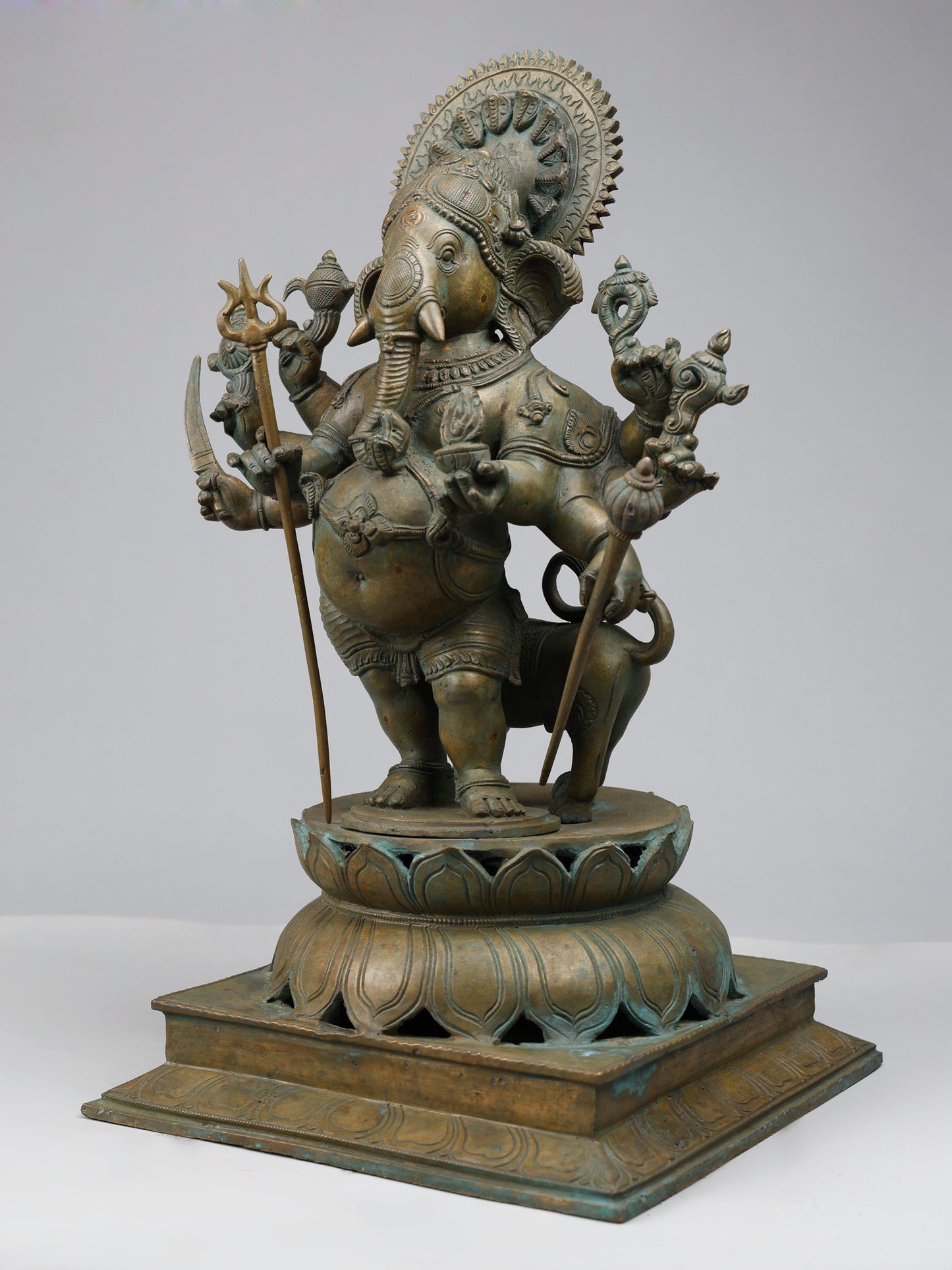 18" 6 Armed Drishti Ganesha | Handmade Idol | Lord Ganesah Bronze Statue