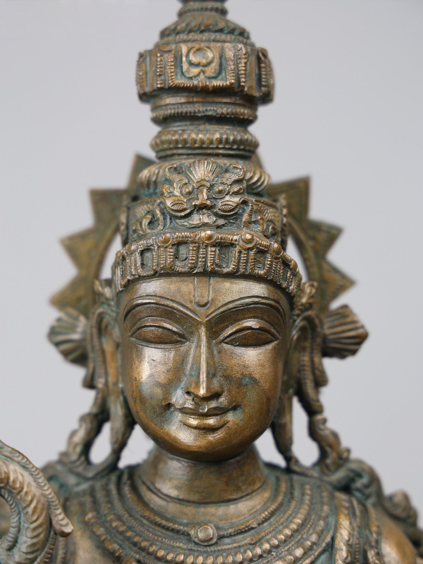 24" Standing Four Armed Lord Vishnu On Kirtimukha Throne | Handmade Idol | Bronze Statue