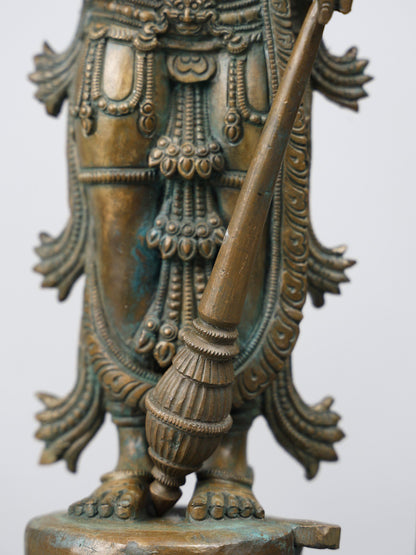 24" Standing Four Armed Lord Vishnu On Kirtimukha Throne | Handmade Idol | Bronze Statue