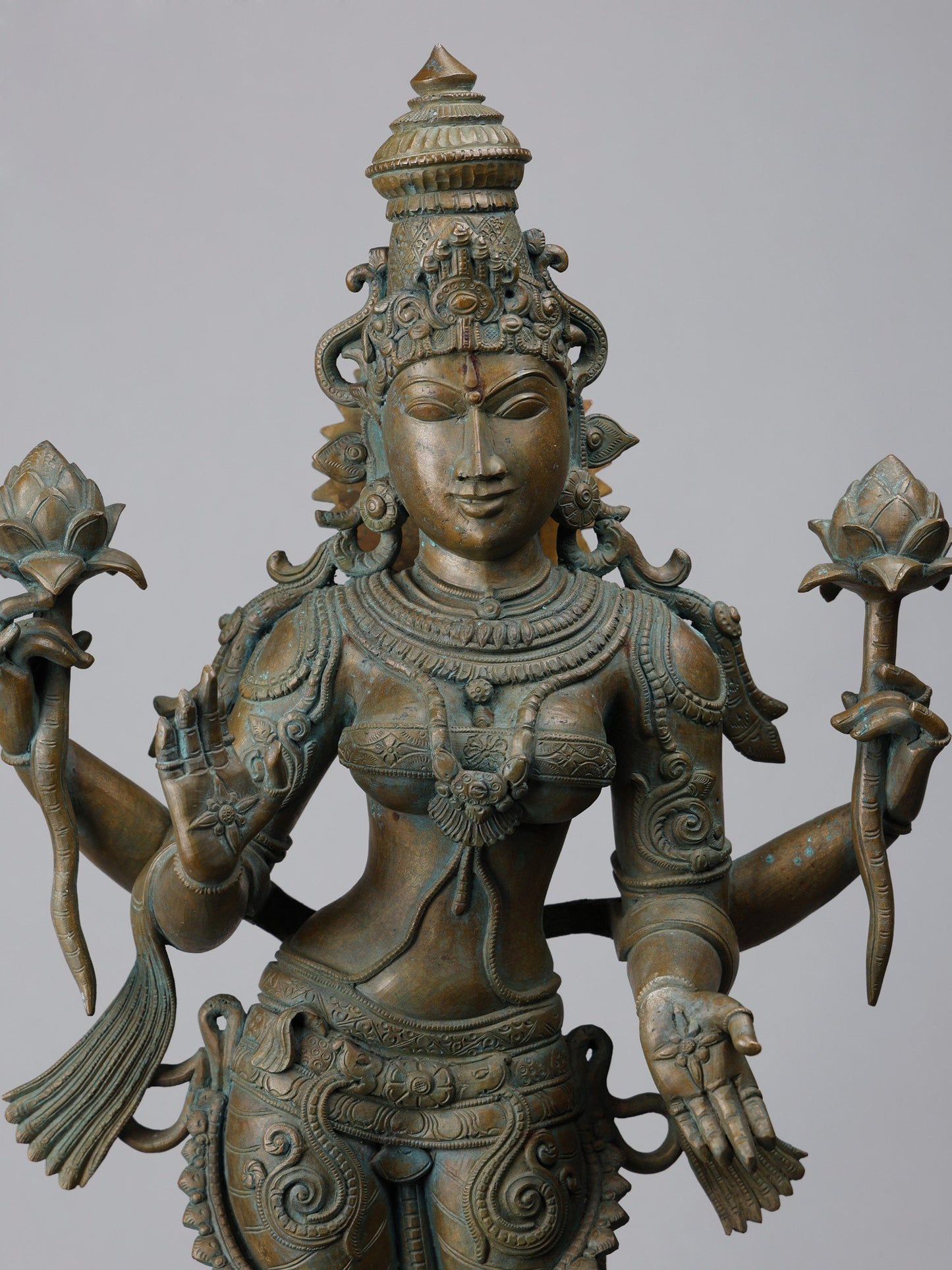 32" Large Standing Goddess Lakshmi in Blessing Gesture | Handmade Idol | Goddess Bronze Statue