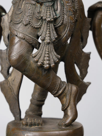 33" Large Lord Krishna Playing Flute With Kirtimukha Arch |  Handmade | Bronze Statue