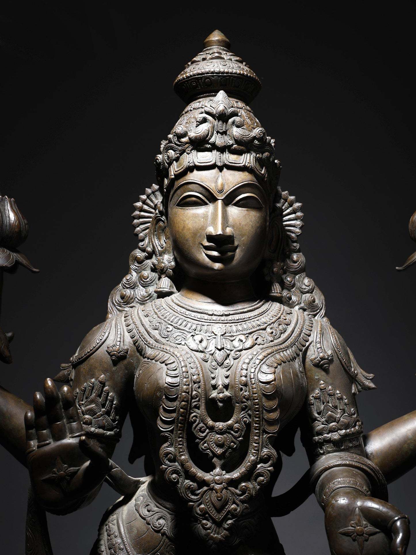 52" Large Superfine Goddess Lakshmi Bronze Statue Standing On Lotus In Blessing Gesture