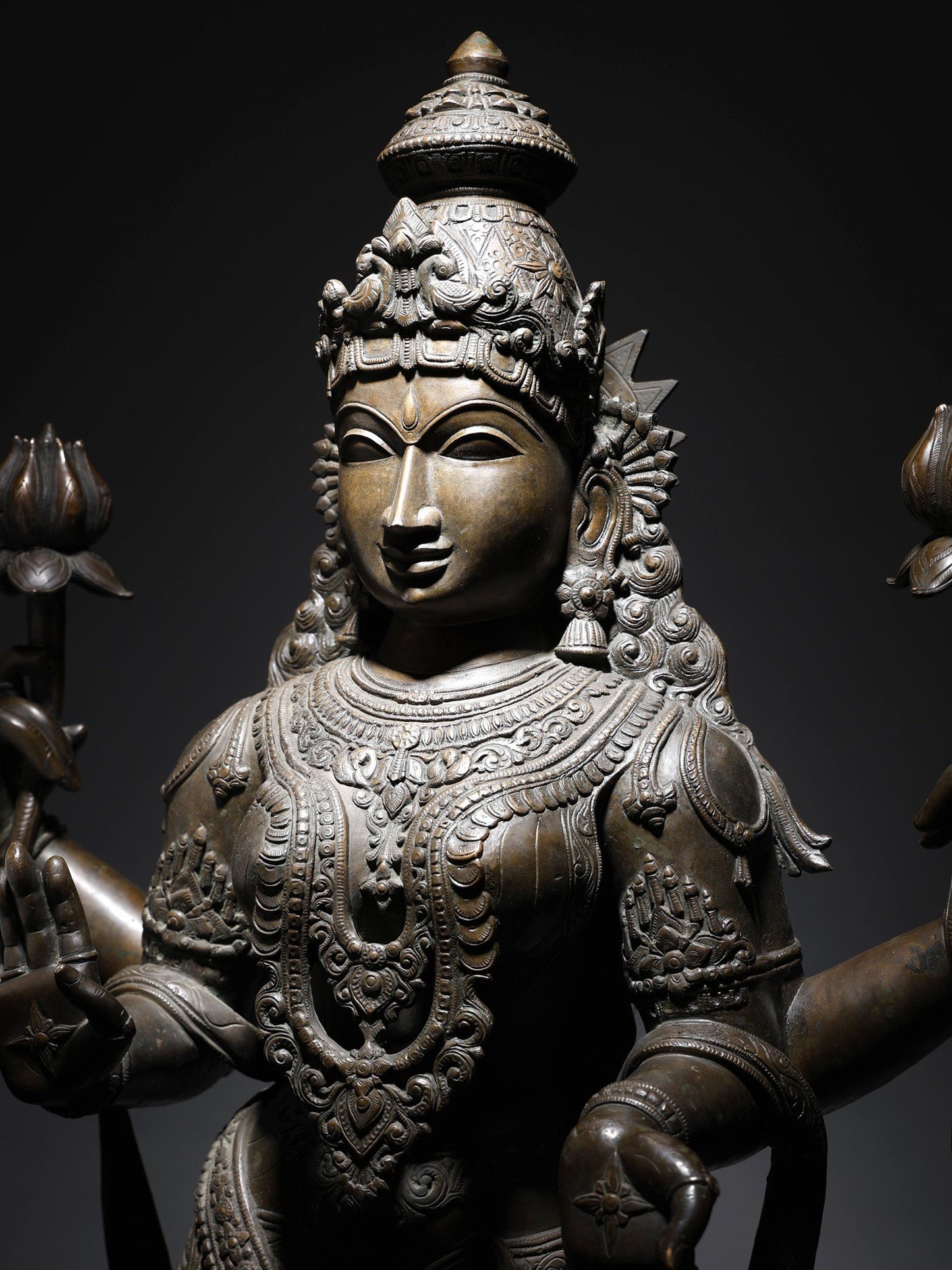 52" Large Superfine Goddess Lakshmi Bronze Statue Standing On Lotus In Blessing Gesture