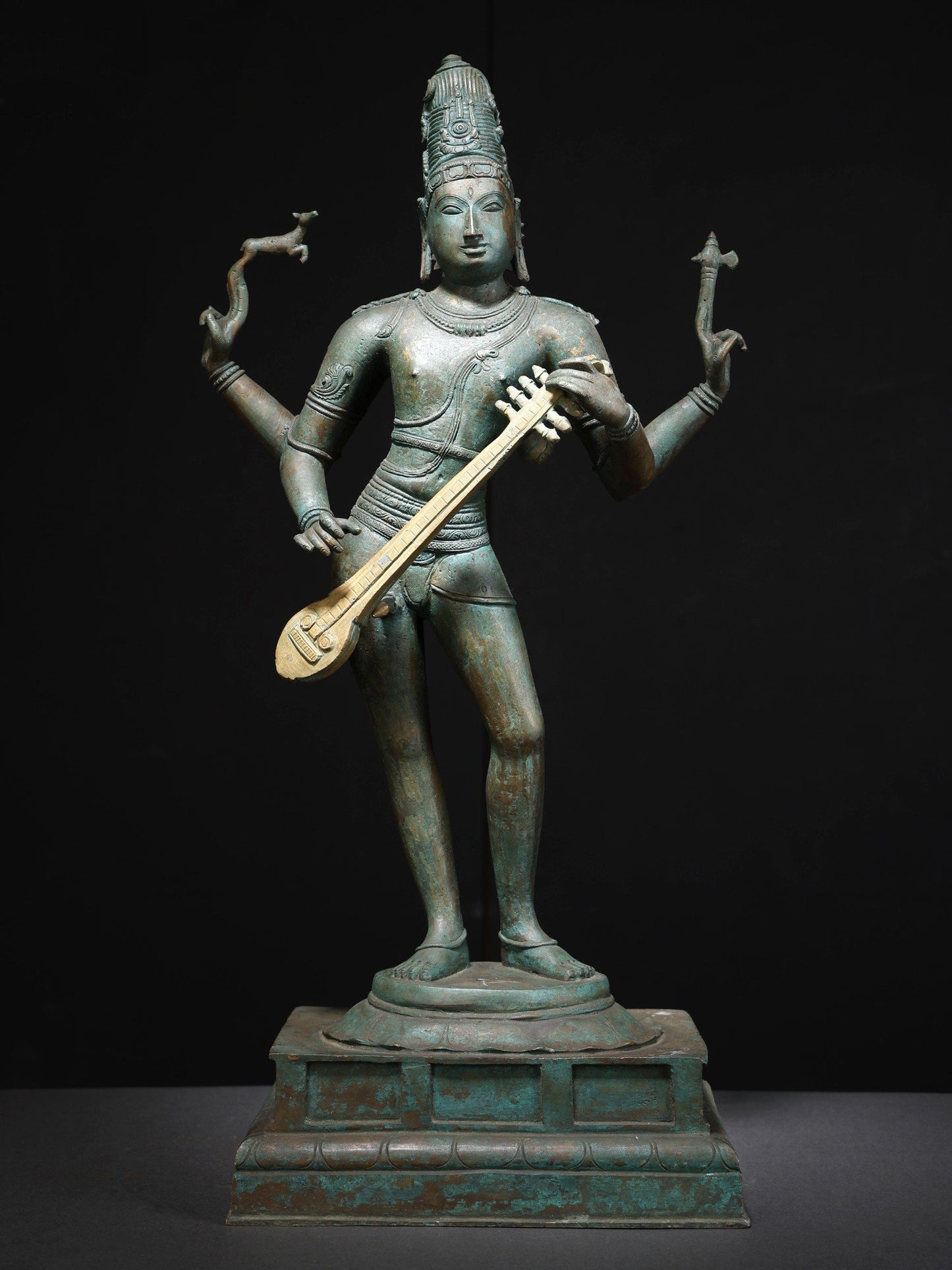 23" Veena Dhara Shiva Bronze Statue | Handmade Idol | Lord Shiva Statue