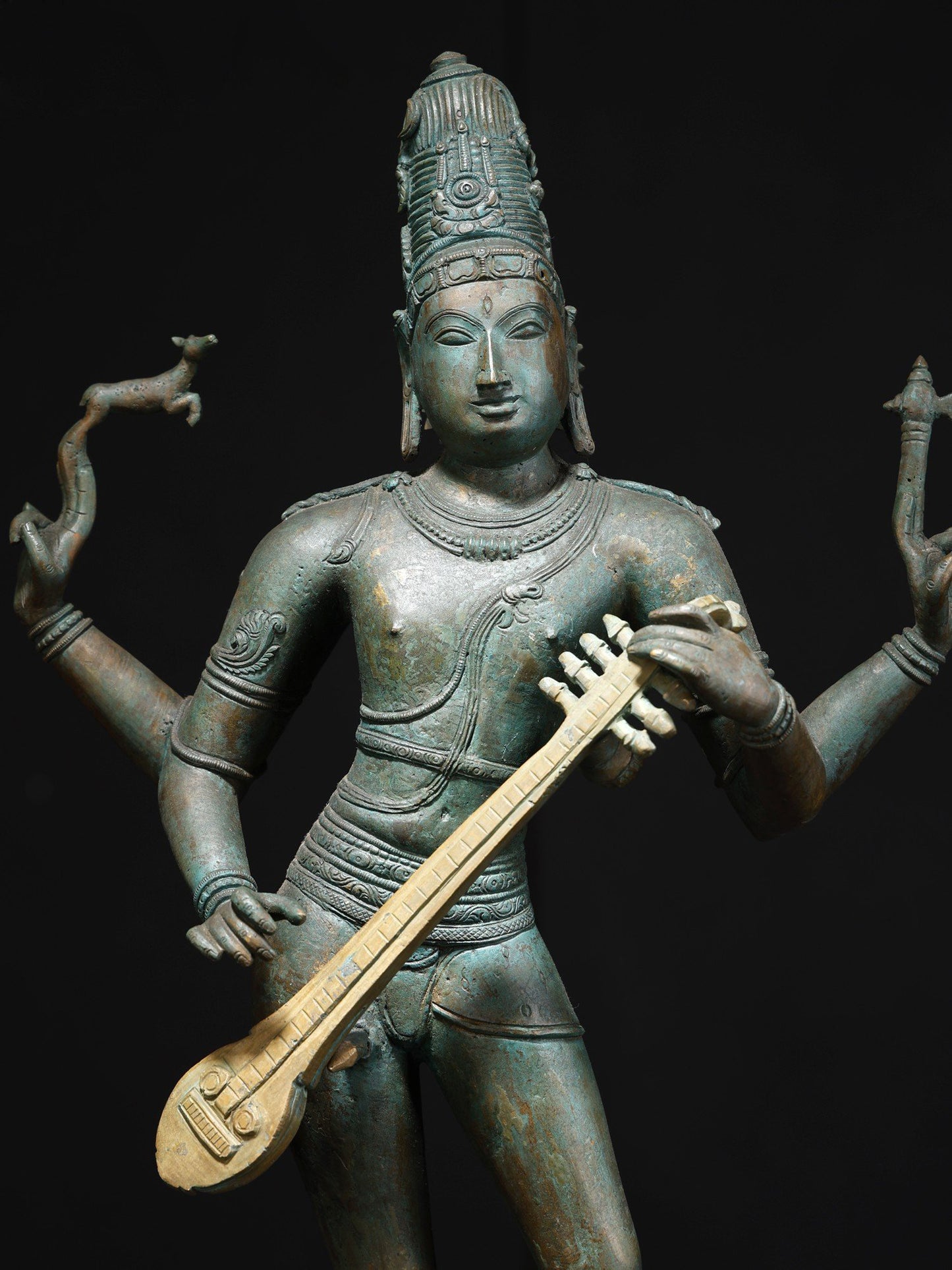 23" Veena Dhara Shiva Bronze Statue | Handmade Idol | Lord Shiva Statue