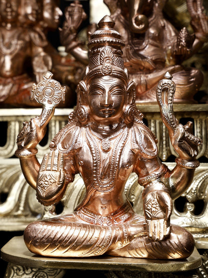 37" Large Superfine Goddess Rajarajeshvari Seated On Kirtimukha Throne With Gods And Goddesses | Hoysala Bronze Statue In Twin Shades