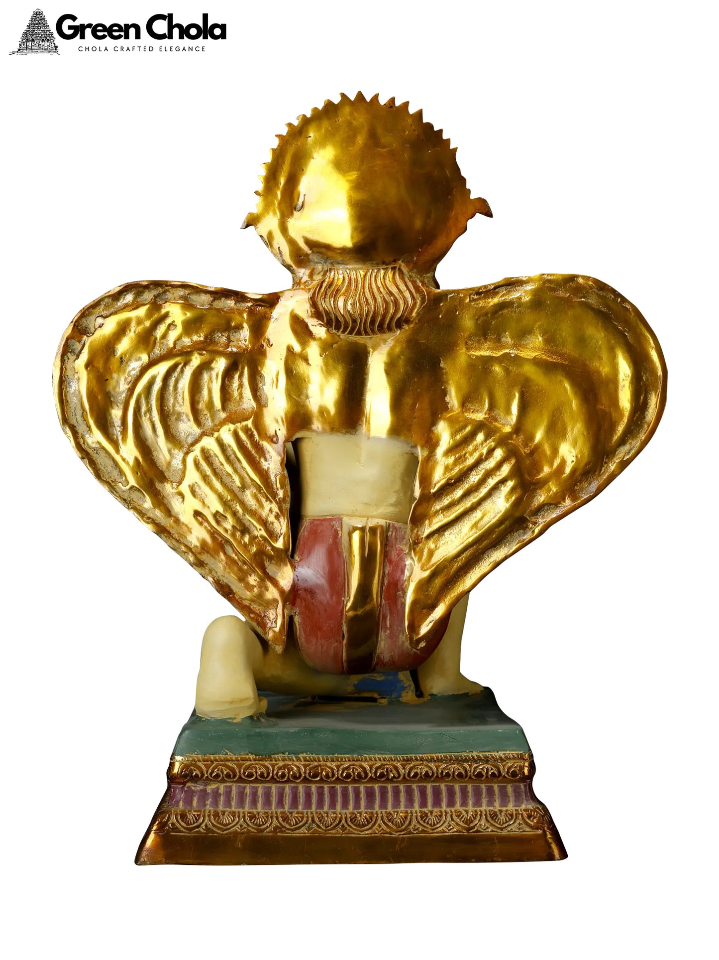 22-inch Colorful Namaskar Garuda Brass Statue with Majestic Wings