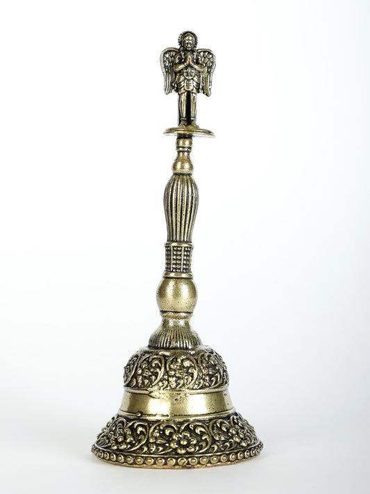 5" Superfine Brass Bell With Garuda Dev On Top | Handmade Brass Bell For Gifting