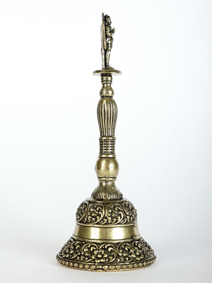 5" Superfine Brass Bell With Garuda Dev On Top | Handmade Brass Bell For Gifting