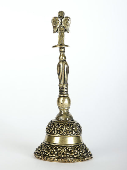 5" Superfine Brass Bell With Garuda Dev On Top | Handmade Brass Bell For Gifting