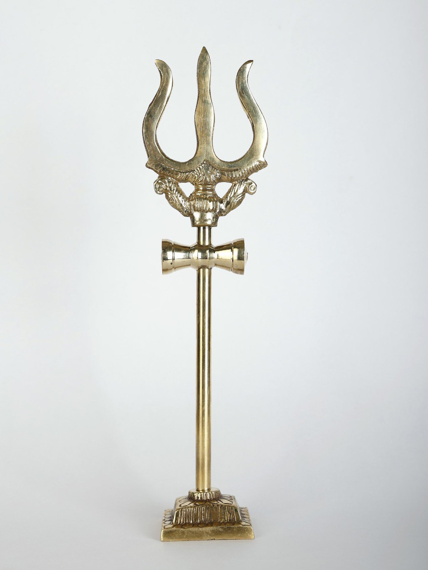 9" Lord Shiva'S Trident (Trishul) In Brass With Stand | Handmade Brass Trident