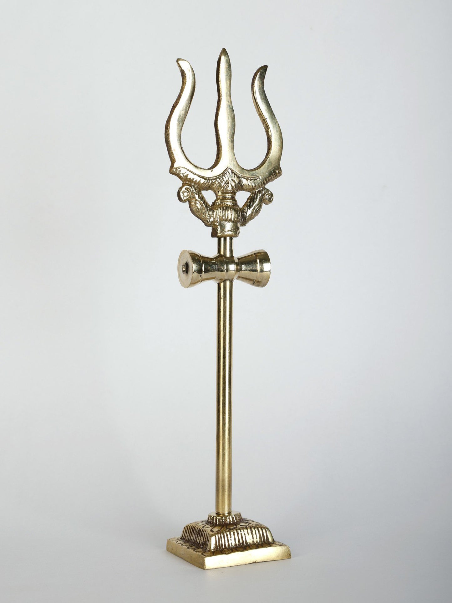 9" Lord Shiva'S Trident (Trishul) In Brass With Stand | Handmade Brass Trident