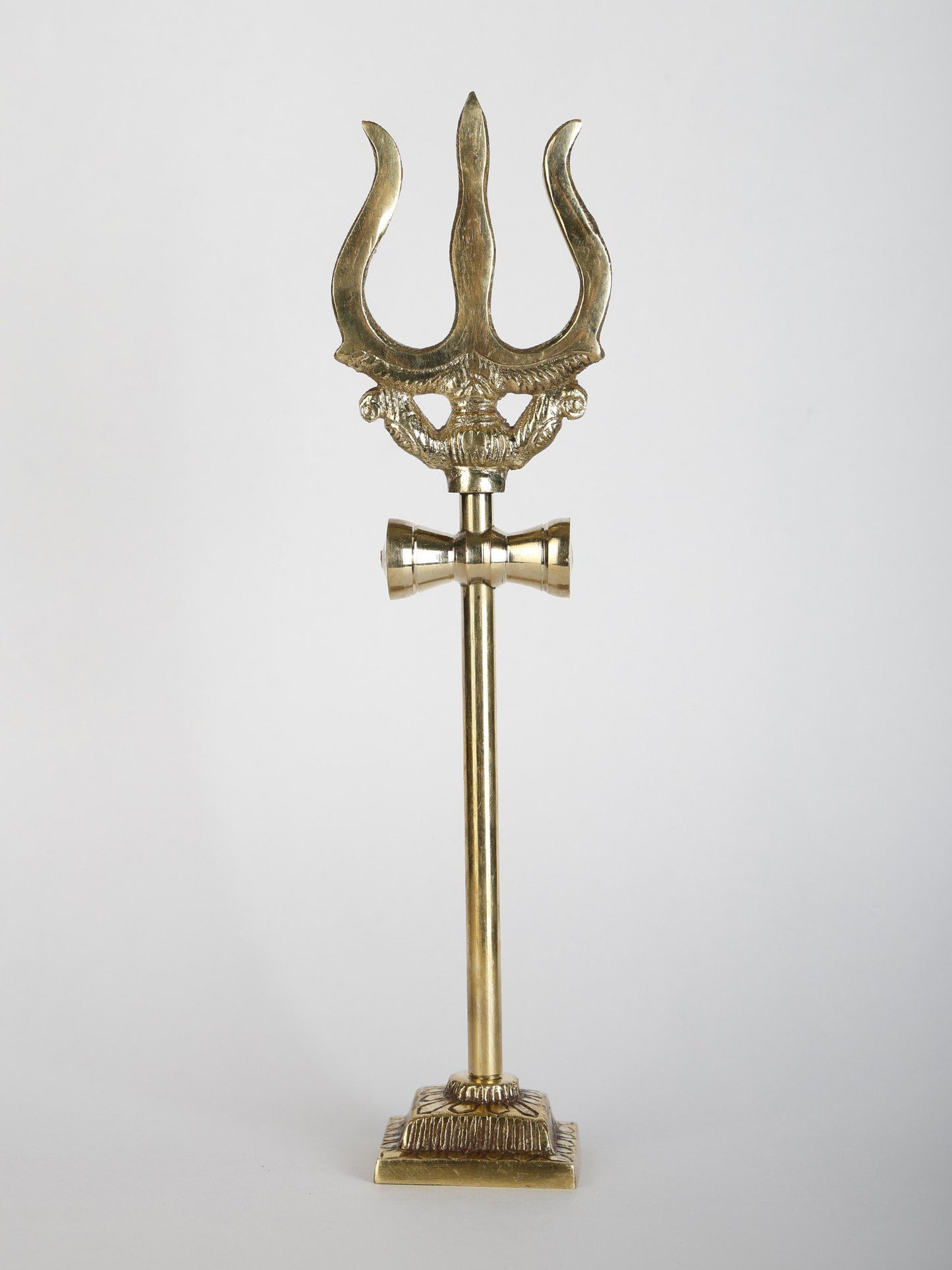 9" Lord Shiva'S Trident (Trishul) In Brass With Stand | Handmade Brass Trident