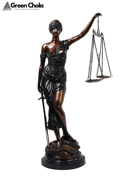 46-Inch Large Lady of Justice Brass Statue Holding Scale and Sword