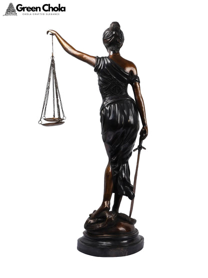 46-Inch Large Lady of Justice Brass Statue Holding Scale and Sword