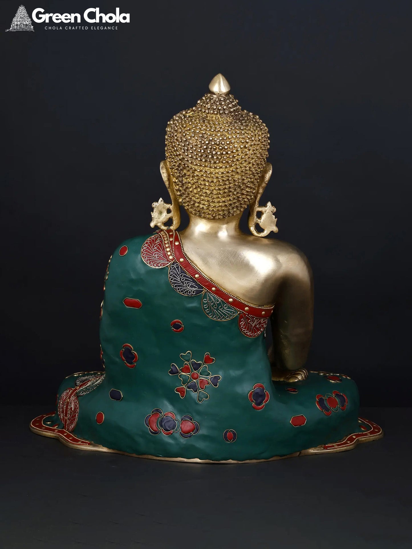 17-inch Small Lord Buddha Brass Statue in Varada Mudra with Inlay Work