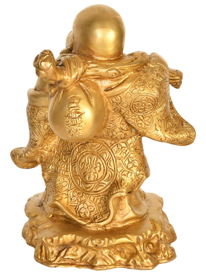 7" Laughing Buddha Statue in Brass | Handmade | Made in India