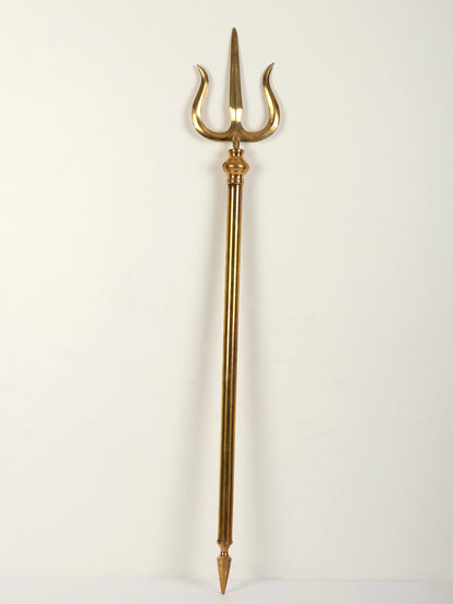 38" Lord Shiva'S Trident (Trishul) For Temple In Brass | Handmade Brass Trident