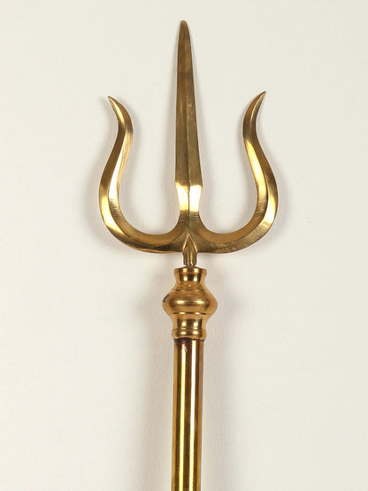 38" Lord Shiva'S Trident (Trishul) For Temple In Brass | Handmade Brass Trident