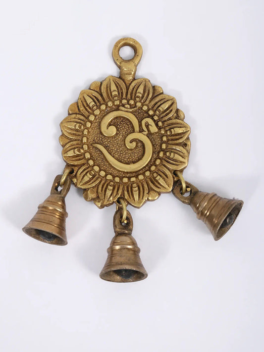 7" Om Hanging Bell In Brass For Home | Handmade Brass Bell For Gifting