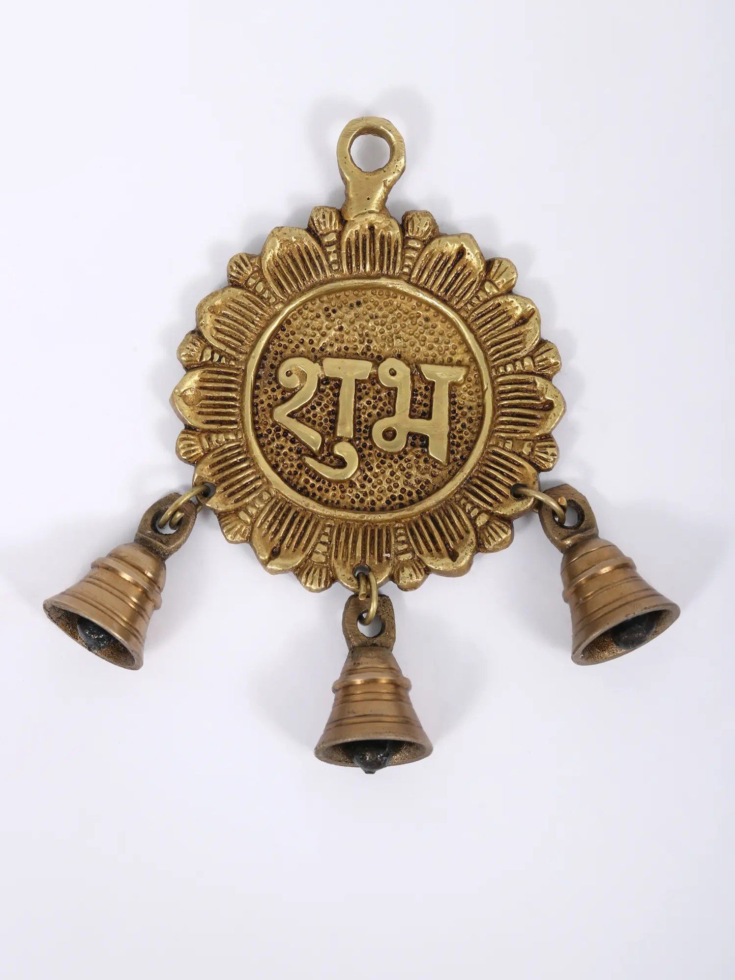 7" Pair Of Shubh Labh Hanging Bells In Brass For Home | Handmade Brass Bell For Gifting