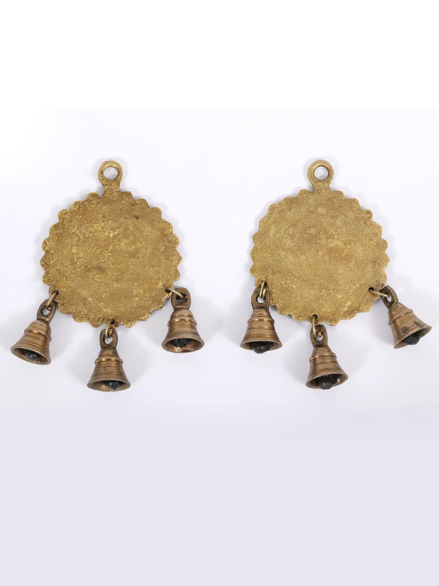 7" Pair Of Shubh Labh Hanging Bells In Brass For Home | Handmade Brass Bell For Gifting