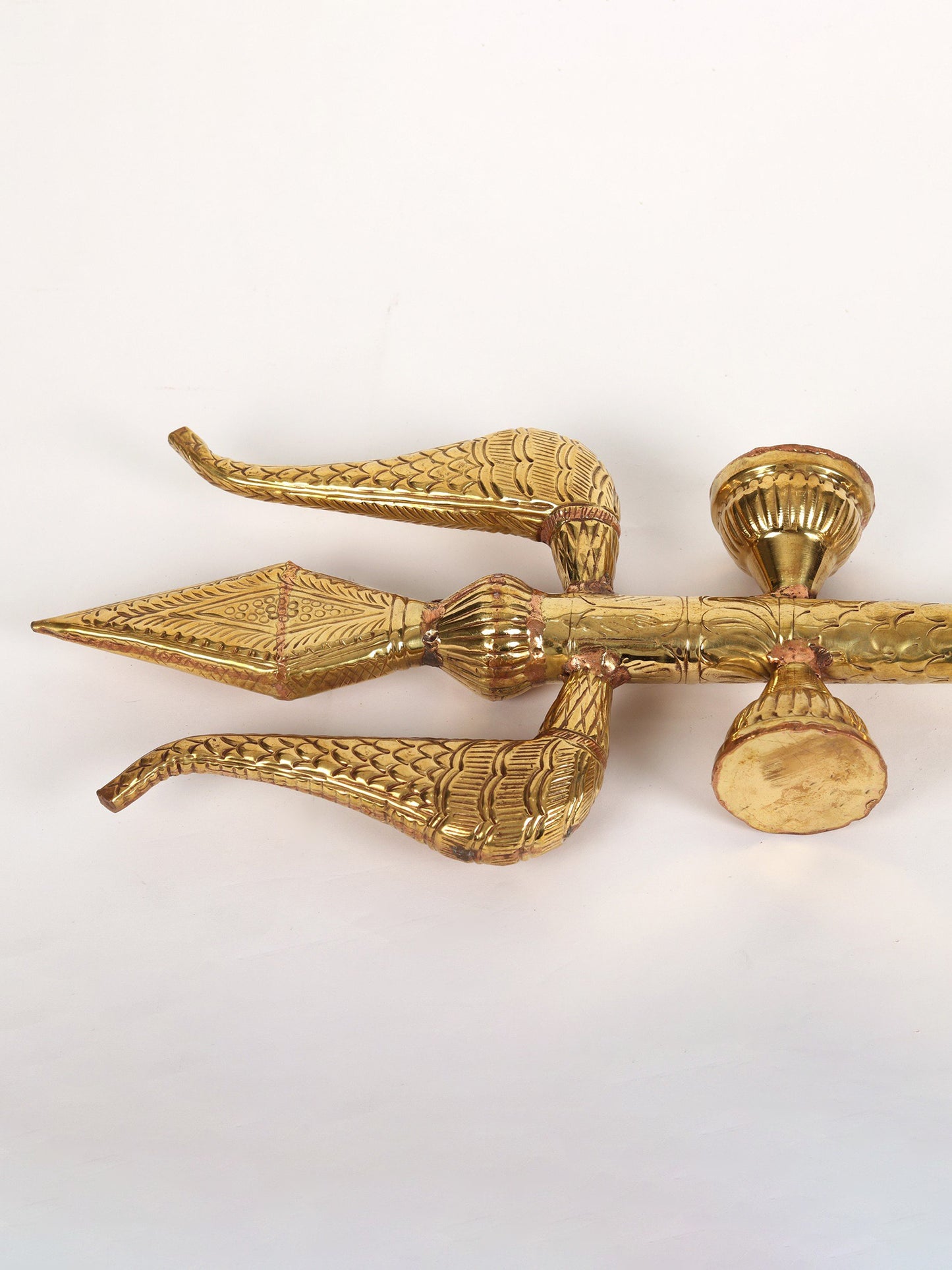 Lord Shiva'S Designer Trishul With Damru In Brass | Handmade Brass Trident