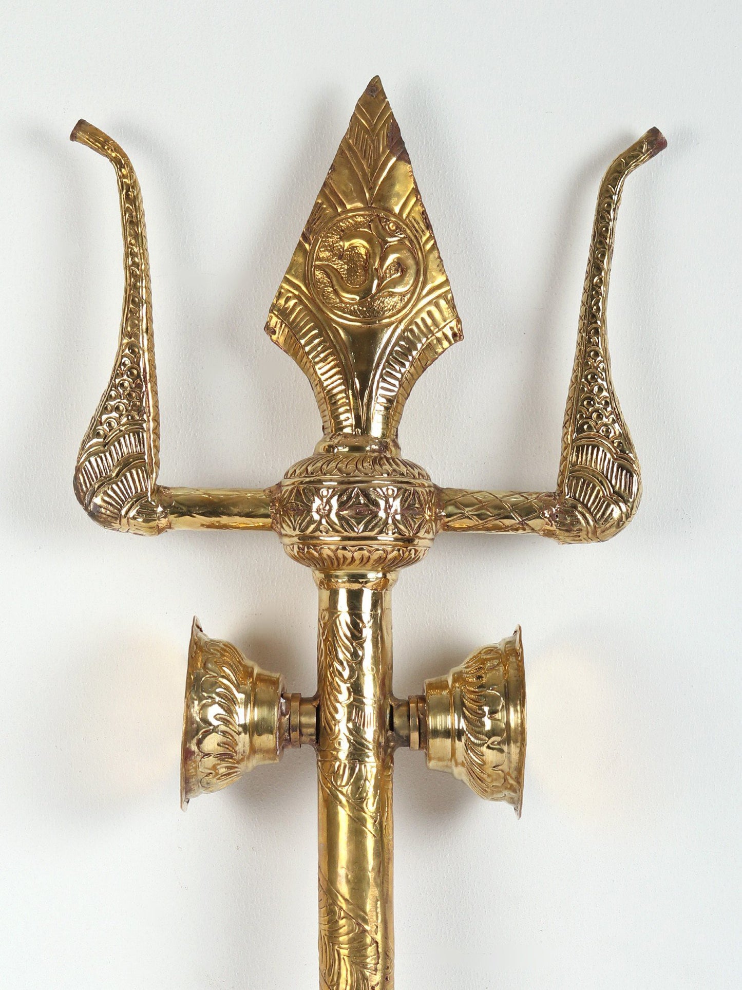 Lord Shiva'S Designer Trishul With Damru In Brass | Handmade Brass Trident