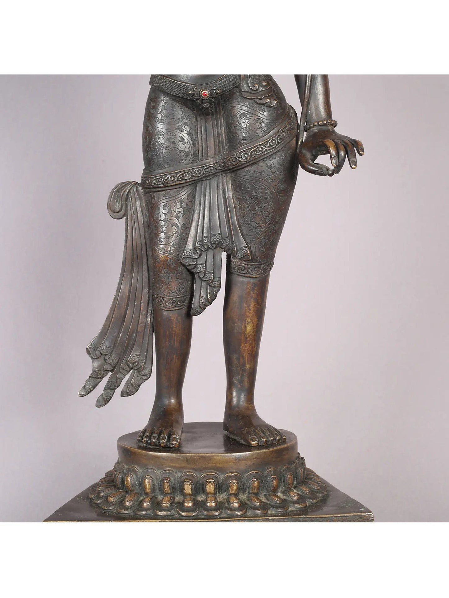 24" Standing Monotone Goddess Tara Copper Idol From Nepal | Handmade | Goddess Statue