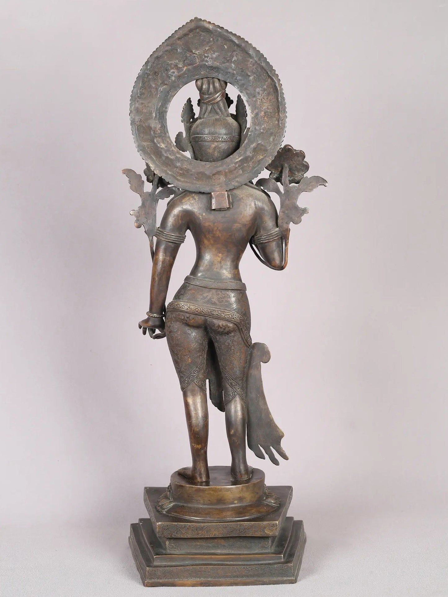 24" Standing Monotone Goddess Tara Copper Idol From Nepal | Handmade | Goddess Statue