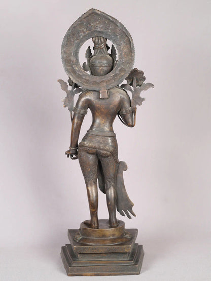 24" Standing Monotone Goddess Tara Copper Idol From Nepal | Handmade | Goddess Statue