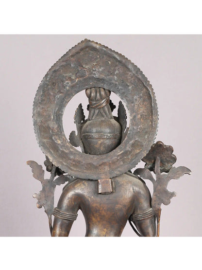 24" Standing Monotone Goddess Tara Copper Idol From Nepal | Handmade | Goddess Statue