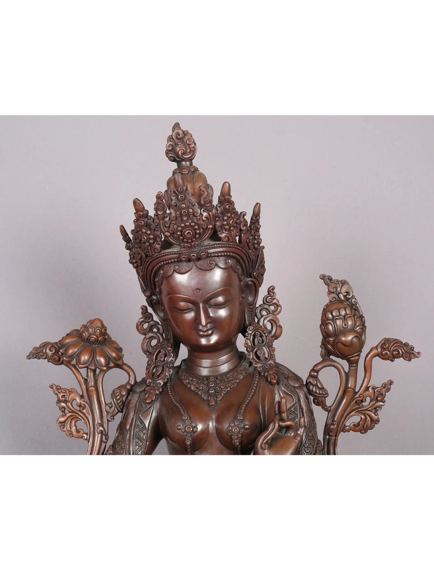 20" Goddess Green Tara Copper Statue From Nepal | Handmade Idol | Goddess Statue