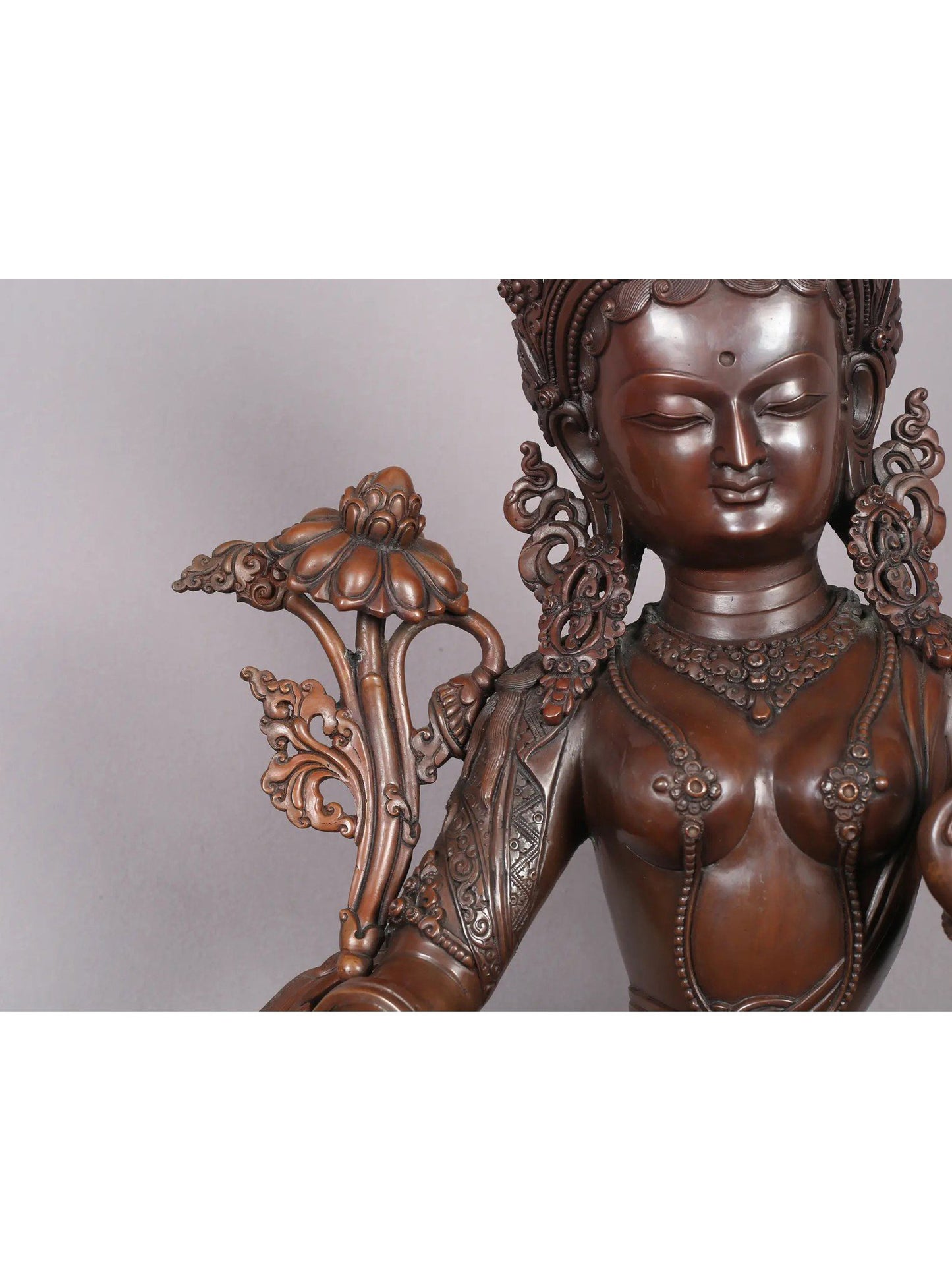 20" Goddess Green Tara Copper Statue From Nepal | Handmade Idol | Goddess Statue