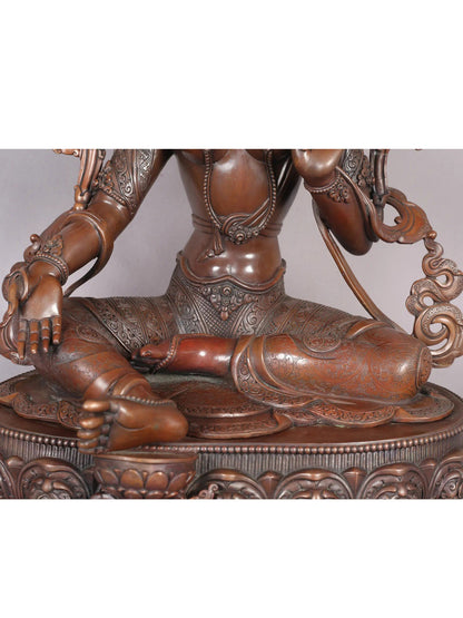 20" Goddess Green Tara Copper Statue From Nepal | Handmade Idol | Goddess Statue