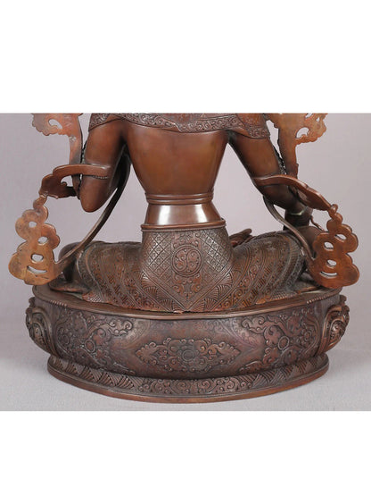 20" Goddess Green Tara Copper Statue From Nepal | Handmade Idol | Goddess Statue